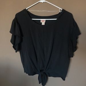 Dark Gray Front Tie Shirt